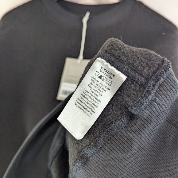 Everlane Sweatshirt Womens Black The Sherpa Teddy Fuzzy Fleece Renew Crew - Picture 11 of 14